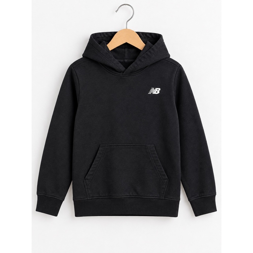 New Balance Kids Black Pullover Hoodie Fleece Sweatshirt Size M 10/12 NB Logo